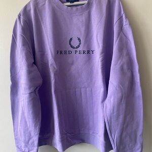 Fred Perry Men’s Purple Terry Crewneck Sweatshirt XL Embroidered Logo